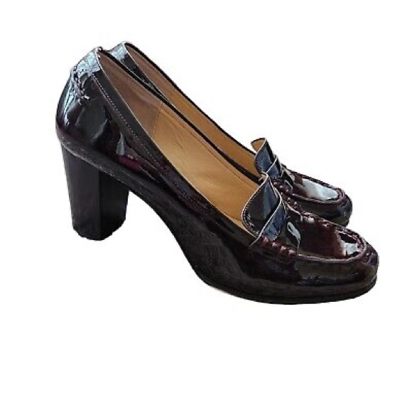 MICHAEL Michael Kors Bayville Plum Patent Leather Slip-On Loafer Heels, Size 5 - Picture 3 of 16
